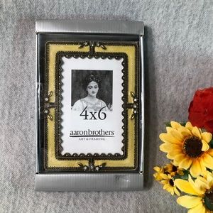 NWT - Yellow Enamel, Brass, & Rhinestone Picture Frame